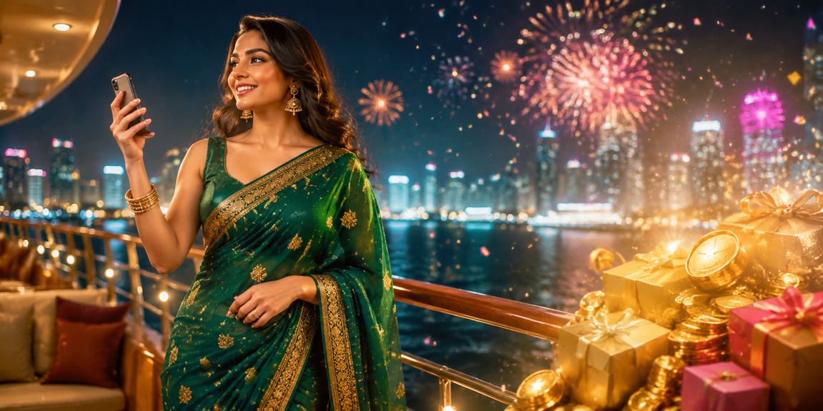 Traditional Kerala lottery tickets with colorful sarees background